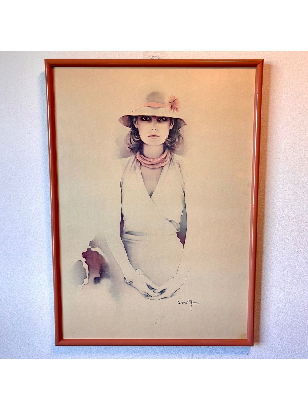 Vintage 1977 Sara Moon “Jacqueline” Large Framed Art Print 21x29 MCM Boho